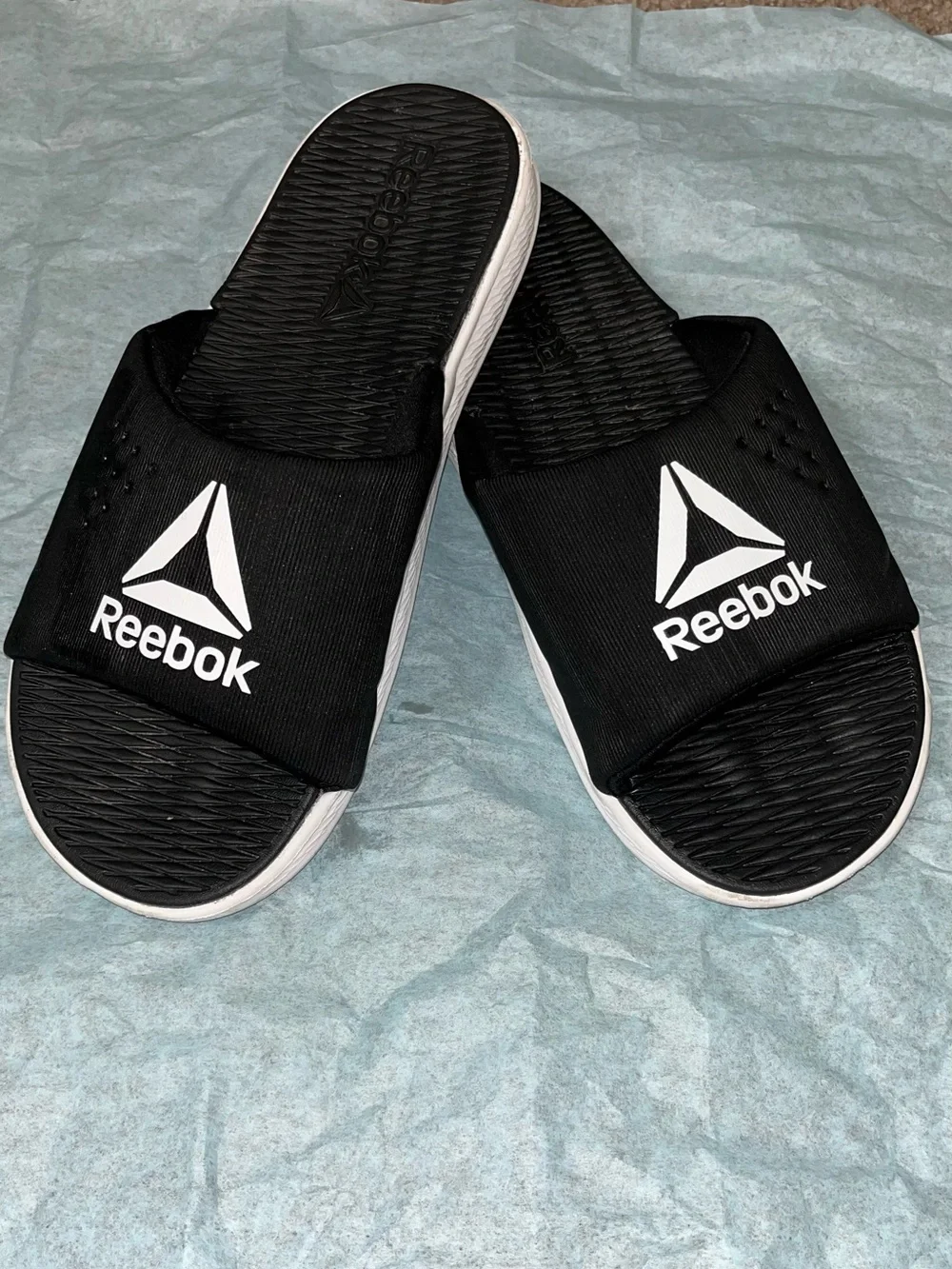 Reebok Black & White Kids' Slide Sandals